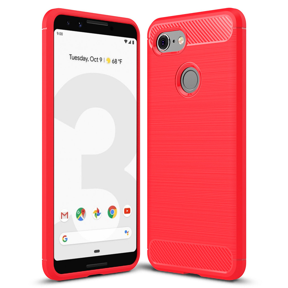 Flexi Slim Carbon Fibre Case for Google Pixel 3 - Brushed Red